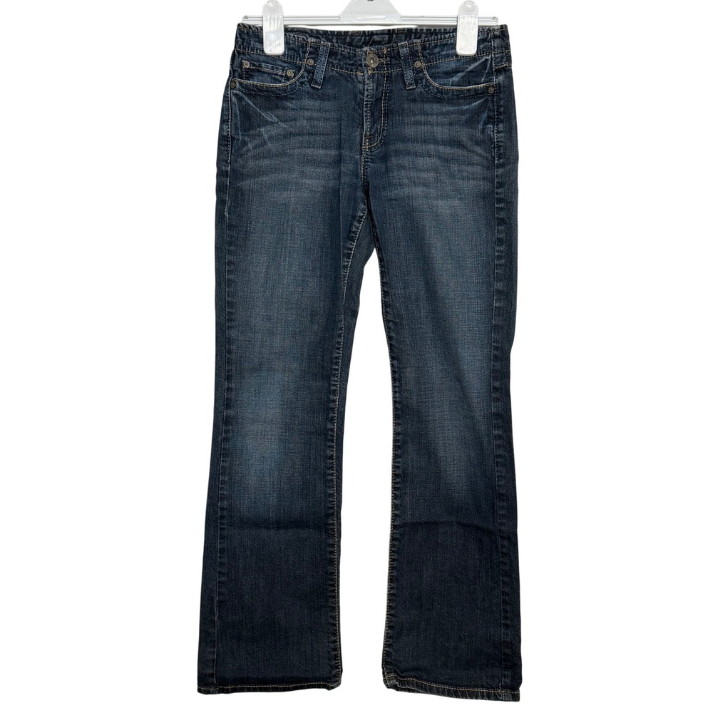 Lucky Brand Low Rise Bootcut Jeans Size 4 Dark Wash Embroidered Pocket Y2K